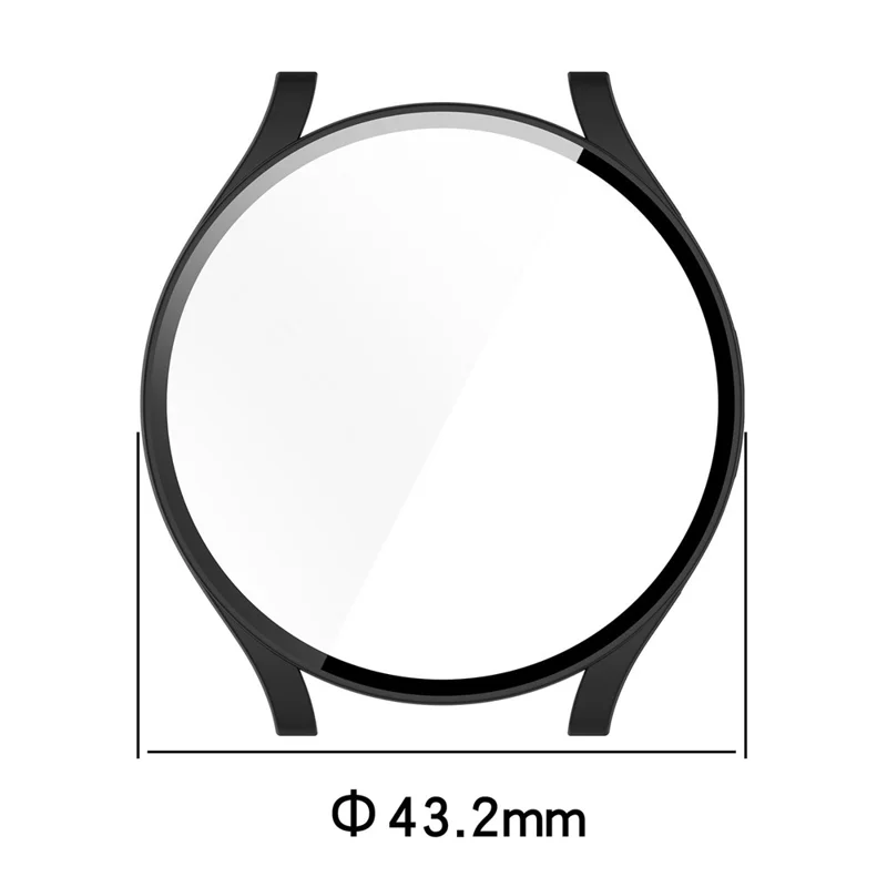 Para Galaxy Watch6 40mm Samsung Hard PC Watch Case Quadro Protetor Integrado com Filme de Vidro Temperado - Preto