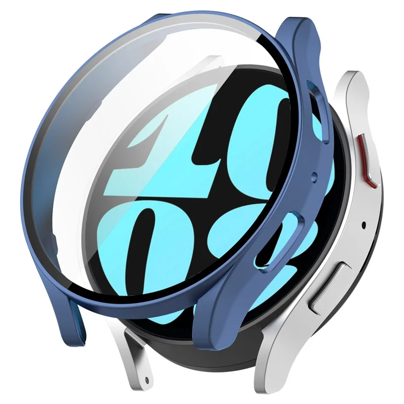 For Samsung Galaxy Watch6 40mm Hard PC Watch Case Protective Frame Integrated with Tempered Glass Film - Blue