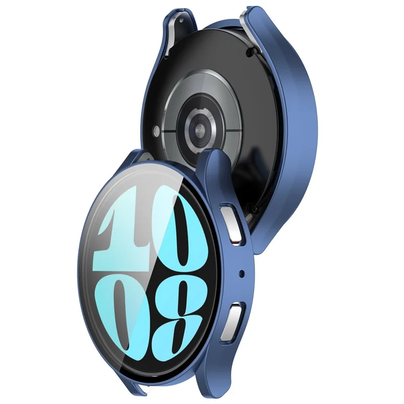 For Samsung Galaxy Watch6 40mm Hard PC Watch Case Protective Frame Integrated with Tempered Glass Film - Blue