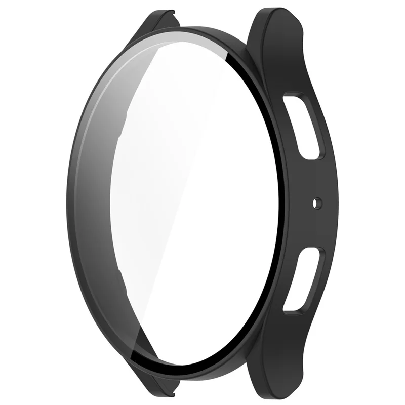 For Samsung Galaxy Watch6 44mm PC Watch Case Protective Frame with Built-in Tempered Glass Film - Black