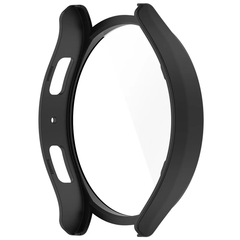 For Samsung Galaxy Watch6 44mm PC Watch Case Protective Frame with Built-in Tempered Glass Film - Black