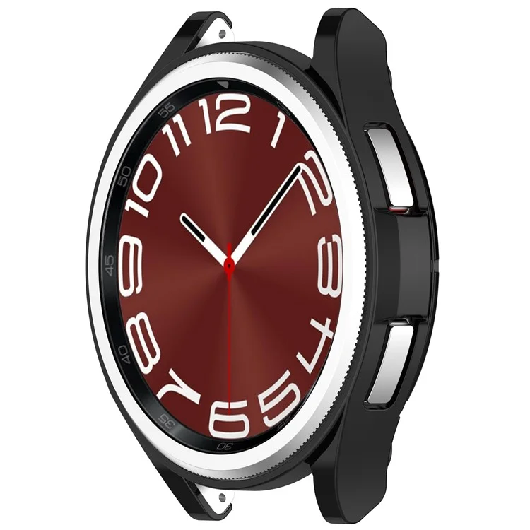 Para Samsung Galaxy Watch6 Classic 43mm TPU Watch Case Electroplated Hollow Protective Frame - Preto