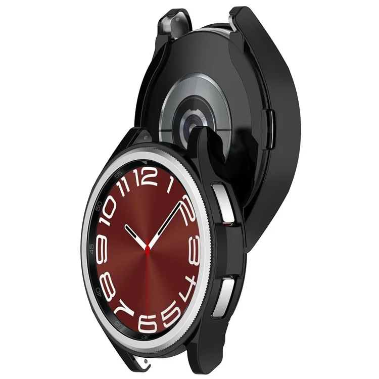 Para Samsung Galaxy Watch6 Classic 43mm TPU Watch Case Electroplated Hollow Protective Frame - Preto