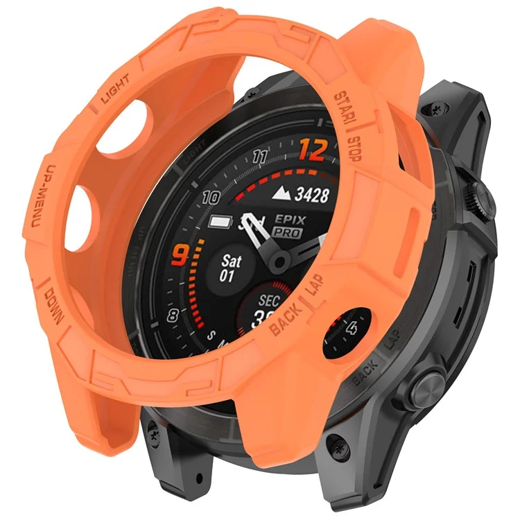 Для Garmin Fenix 7X Pro / Fenix 7X / Epix Pro 51mm Hollow Protective Frame Soft TPU Watch Case - Оранжевый