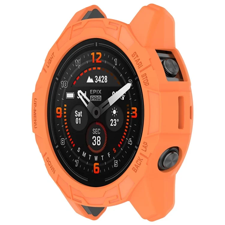 Для Garmin Fenix 7X Pro / Fenix 7X / Epix Pro 51mm Hollow Protective Frame Soft TPU Watch Case - Оранжевый