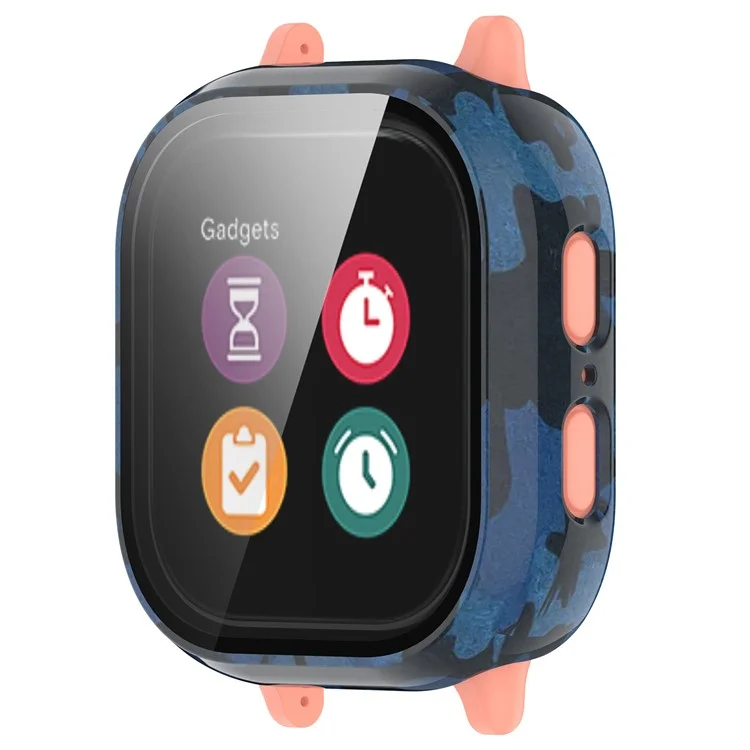 Per Verizon GizmoWatch 2 Watch Case PC Anti-scratch Frame con Built-in Tempered Glass Film - Camouflage Blue