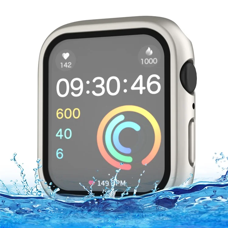 IP68 Waterproof Watch Case for Apple Watch Series 9 / 8 / 7 41mm , Tempered Glass Screen Protector PC Watch Cover - Starlight
