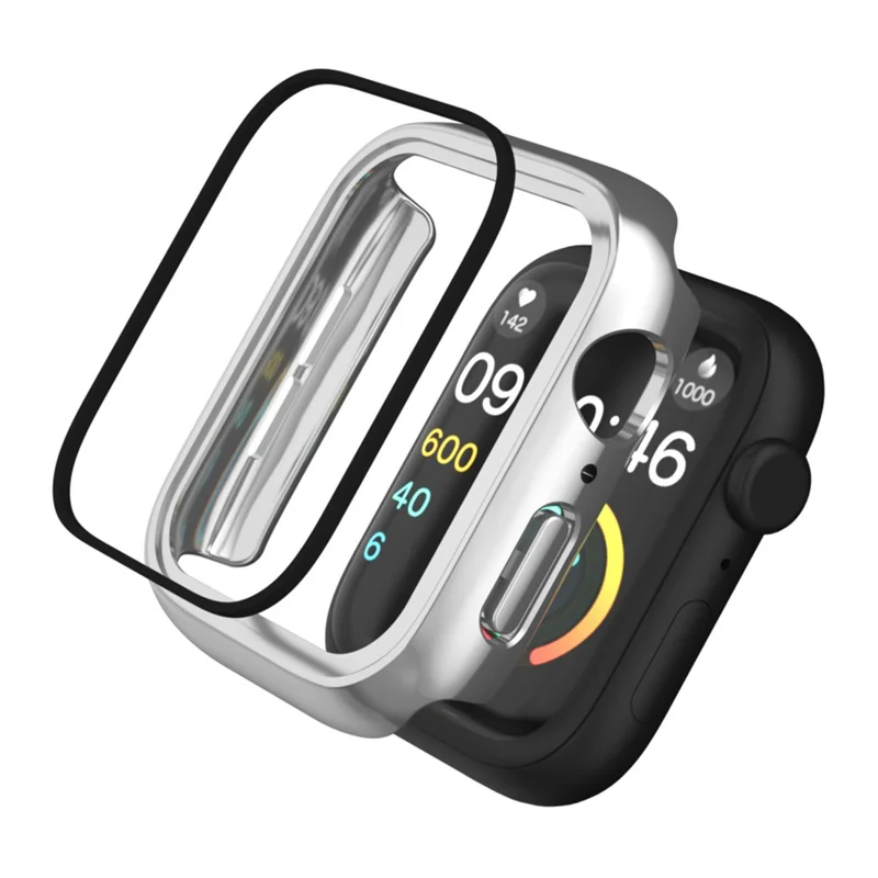 IP68 Waterproof Watch Case for Apple Watch Series 9 / 8 / 7 41mm , Tempered Glass Screen Protector PC Watch Cover - Silver