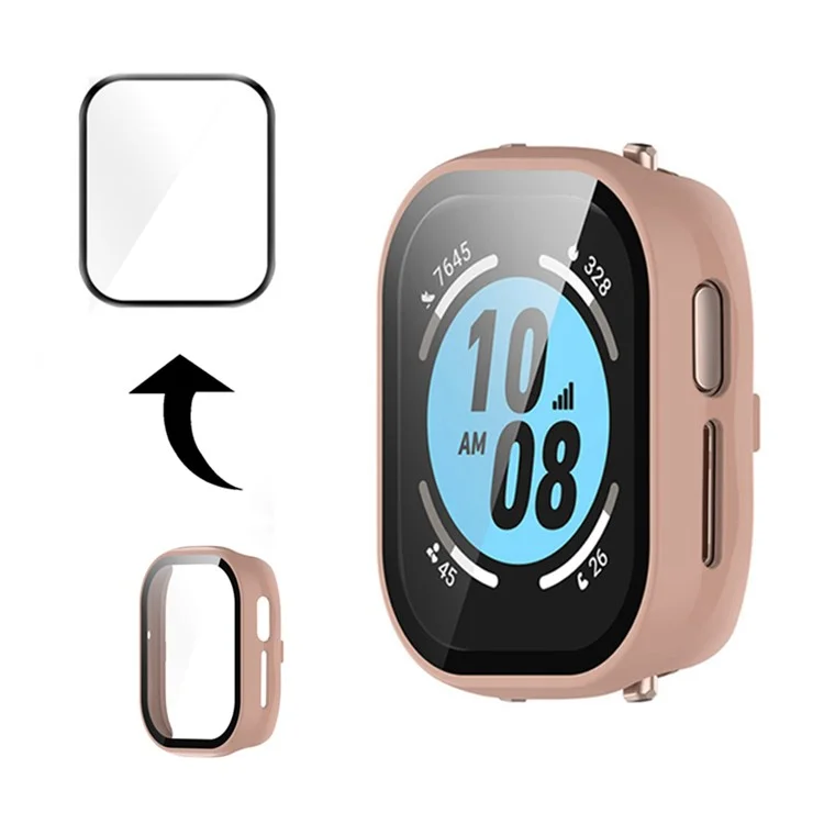 Capa Inteligente de Relógio para Honor Watch 4 TMA-L19 Capa Rígida de PC com Protetor de Tela de Vidro Temperado - Rosa