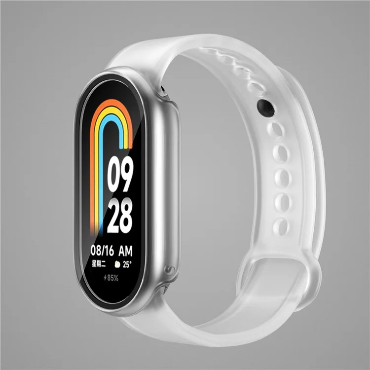 Para Xiaomi Smart Band 8 Watch Cover Hard PC Overall Protective Case con Protector de Pantalla de Vidrio Templado - Transparente