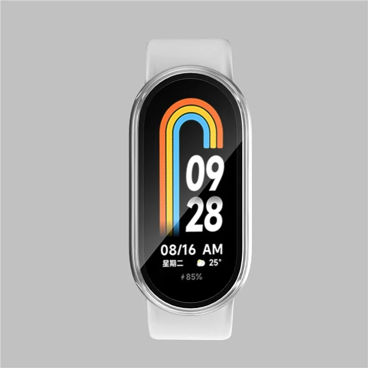 Para Xiaomi Smart Band 8 Watch Cover Hard PC Overall Protective Case con Protector de Pantalla de Vidrio Templado - Transparente