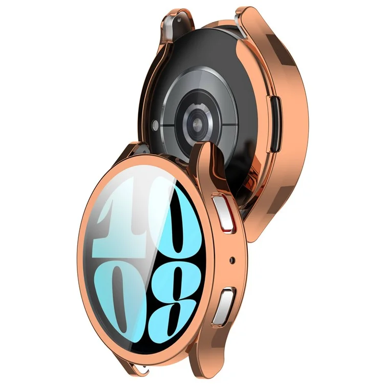 Pour Samsung Galaxy Watch6 40mm Flexible TPU Cover Full Coverage Anti-Fall Electroplating Watch Case - Rose Gold