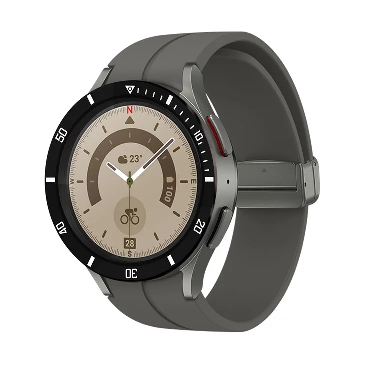 Bezel Loop for Samsung Galaxy Watch 5 Pro 45mm , Aluminum Alloy Adhesive Frame Watch Bezel Cover (Type A) - Black / White Characters