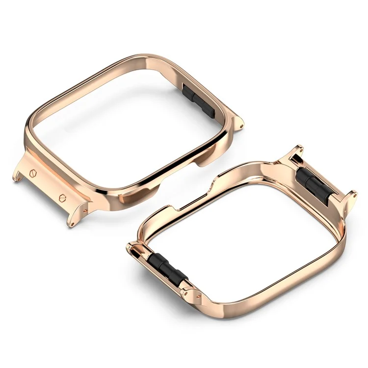 For Xiaomi Redmi Watch 3 Active Lustrous Meta Frame Case Smartwatch Protection Cover Fits 20MM Watch Strap - Rose Gold