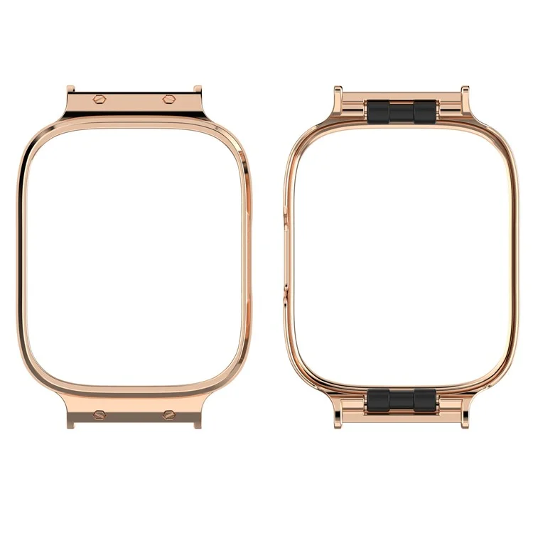 For Xiaomi Redmi Watch 3 Active Lustrous Meta Frame Case Smartwatch Protection Cover Fits 20MM Watch Strap - Rose Gold