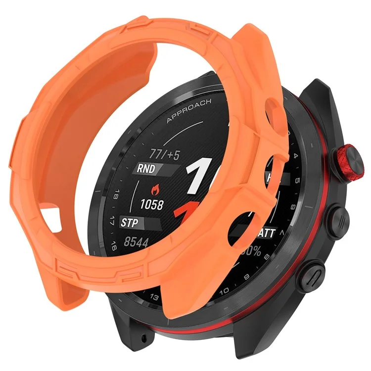 For Garmin Approach S70 42mm Rugged TPU Watch Case Shockproof Hollow Frame Cover - Orange