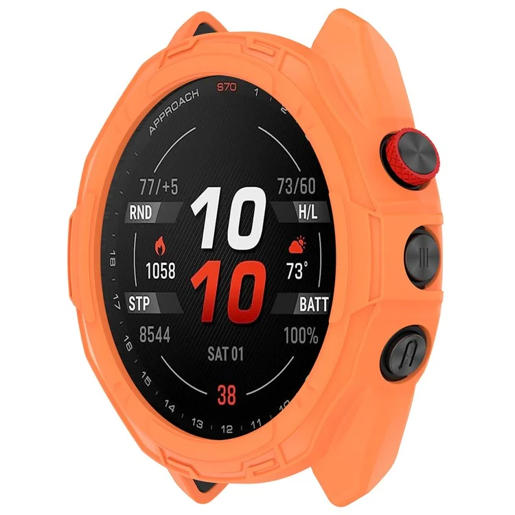For Garmin Approach S70 42mm Rugged TPU Watch Case Shockproof Hollow Frame Cover - Orange
