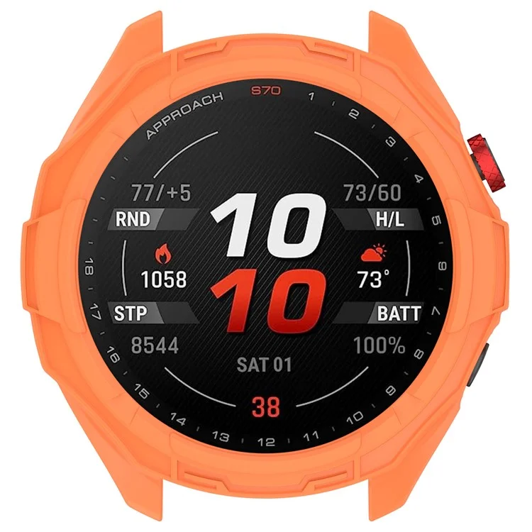 For Garmin Approach S70 42mm Rugged TPU Watch Case Shockproof Hollow Frame Cover - Orange