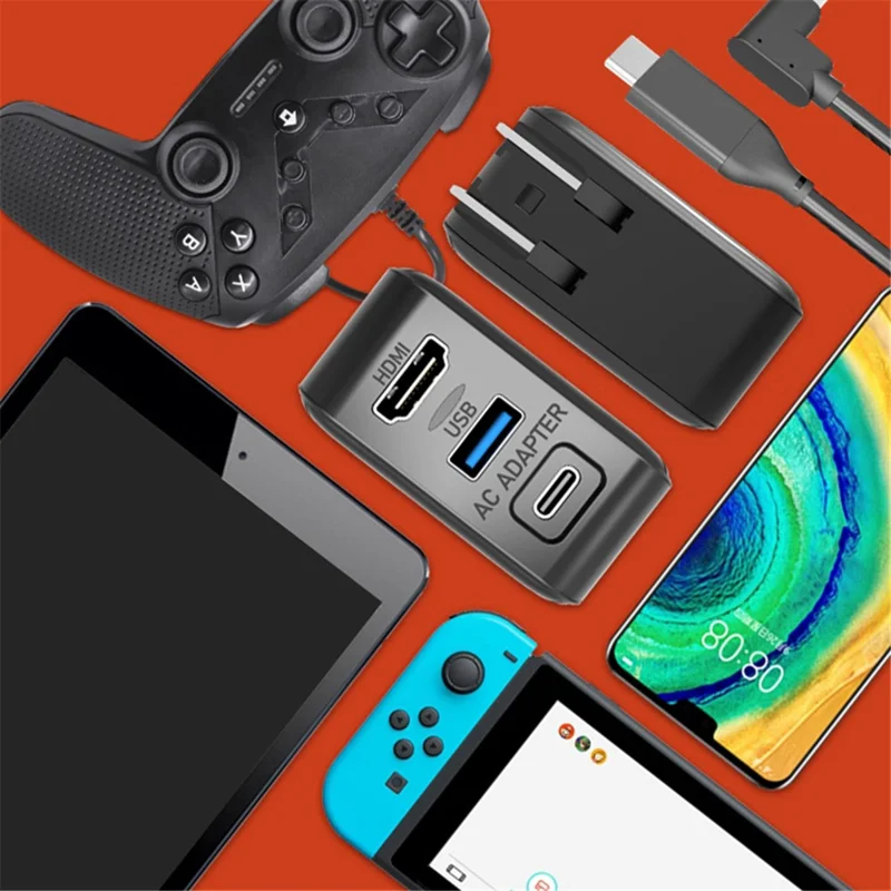 Adaptador de Alimentação e Conversor de Vídeo HD para Console de Jogo Nintendo Switch - Plug UK