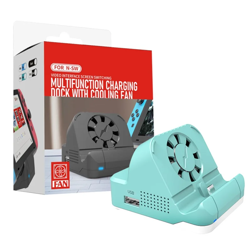 SW300 Docking Station for Nintendo Switch , Portable HD TV Dock Hub Adapter with Fan - Green