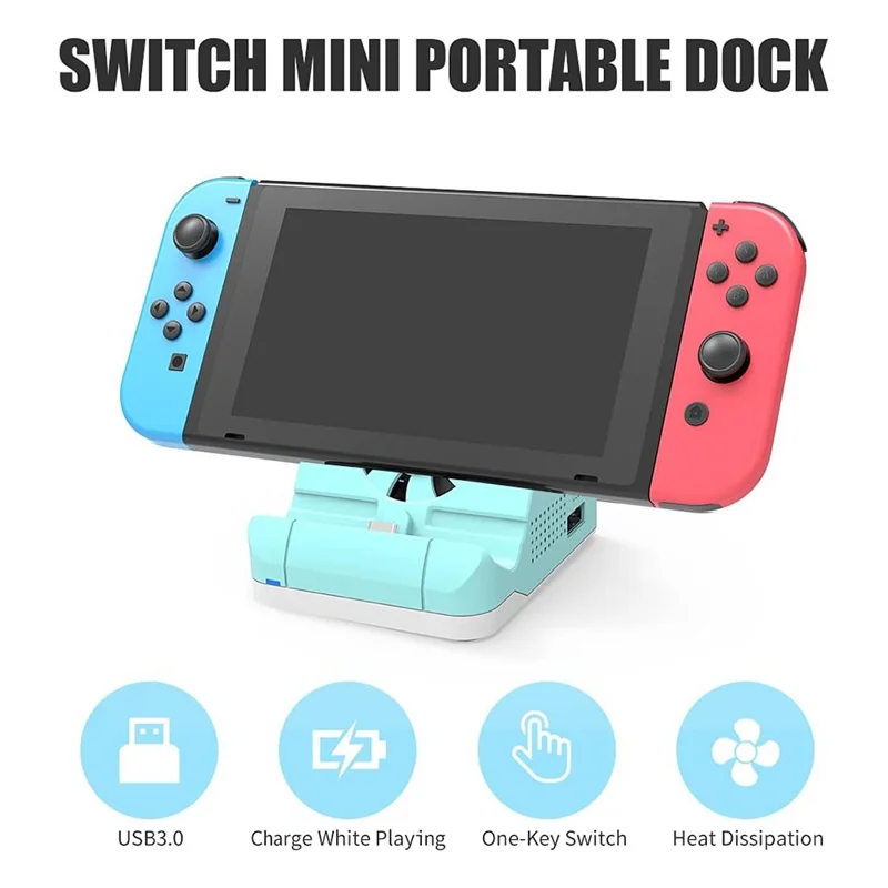 SW300 Docking Station for Nintendo Switch , Portable HD TV Dock Hub Adapter with Fan - Green