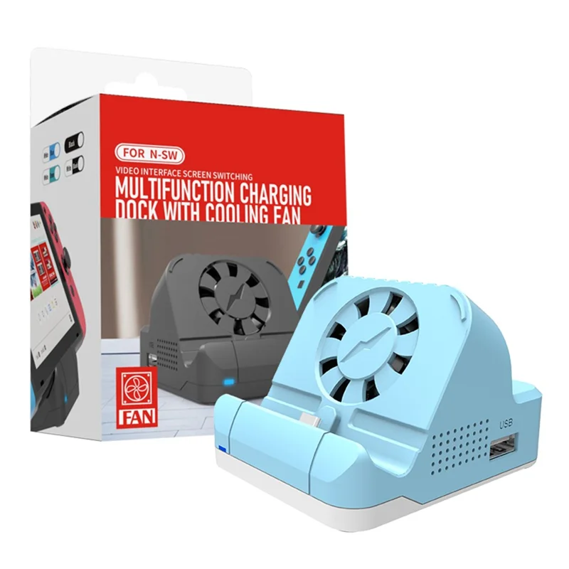 SW300 Docking Station for Nintendo Switch , Portable HD TV Dock Hub Adapter with Fan - Blue