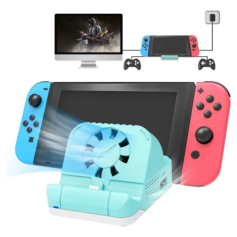 SW300 Docking Station for Nintendo Switch , Portable HD TV Dock Hub Adapter with Fan - Blue