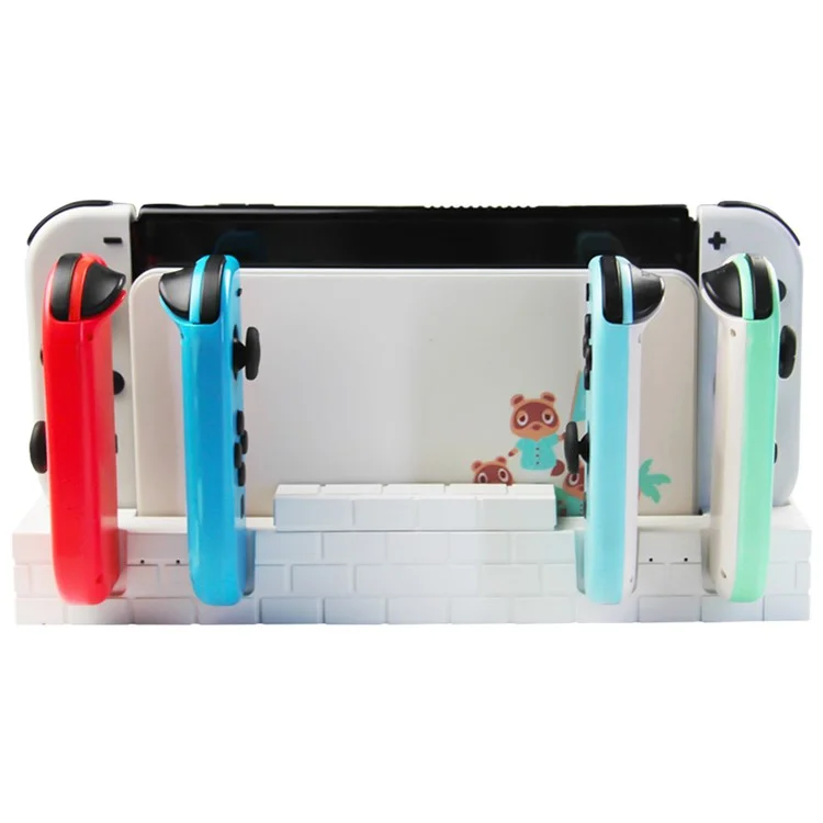 Chargeur de station d'accueil pour manette Nintendo Switch Charge rapide Dock Station pour 4 Joy-cons avec rangement pour cartes de jeu - Blanc