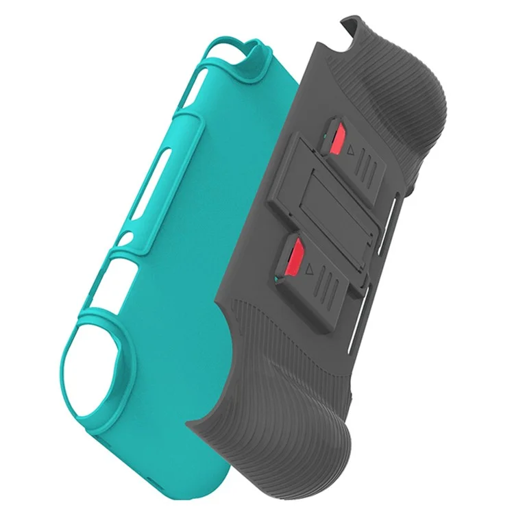 SM052 2 en 1 Funda Protectora para Nintendo Switch Lite Anti-Deslizante ABS+TPU Cubierta Soporte con Ranuras para Tarjetas de Juego - Azul / Negro