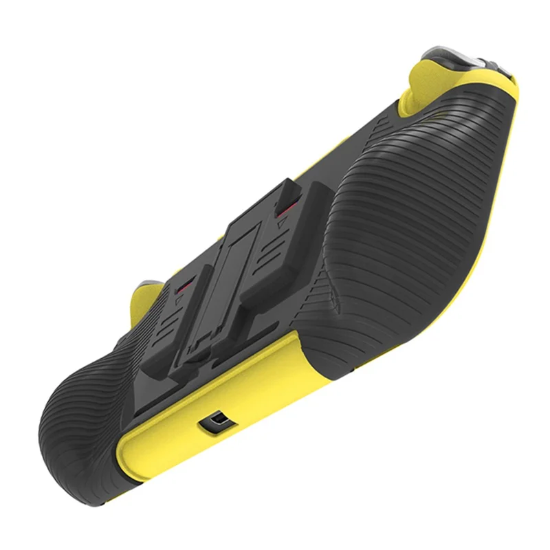 SM052 2 in 1 Protective Case for Nintendo Switch Lite Anti-Slip ABS+TPU Stand Cover with Game Card Slots - Yellow  /  Black