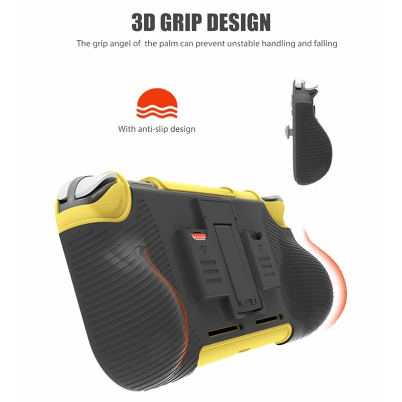 SM052 2 in 1 Protective Case for Nintendo Switch Lite Anti-Slip ABS+TPU Stand Cover with Game Card Slots - Yellow  /  Black