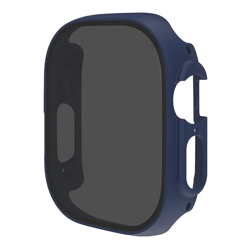 Anti-Scratch Hard PC Case for Apple Watch Series 9 / 8 / 7 41mm Integrate Protective Case with Anti-Spy Tempered Glass Screen Protector - Midnight Blue