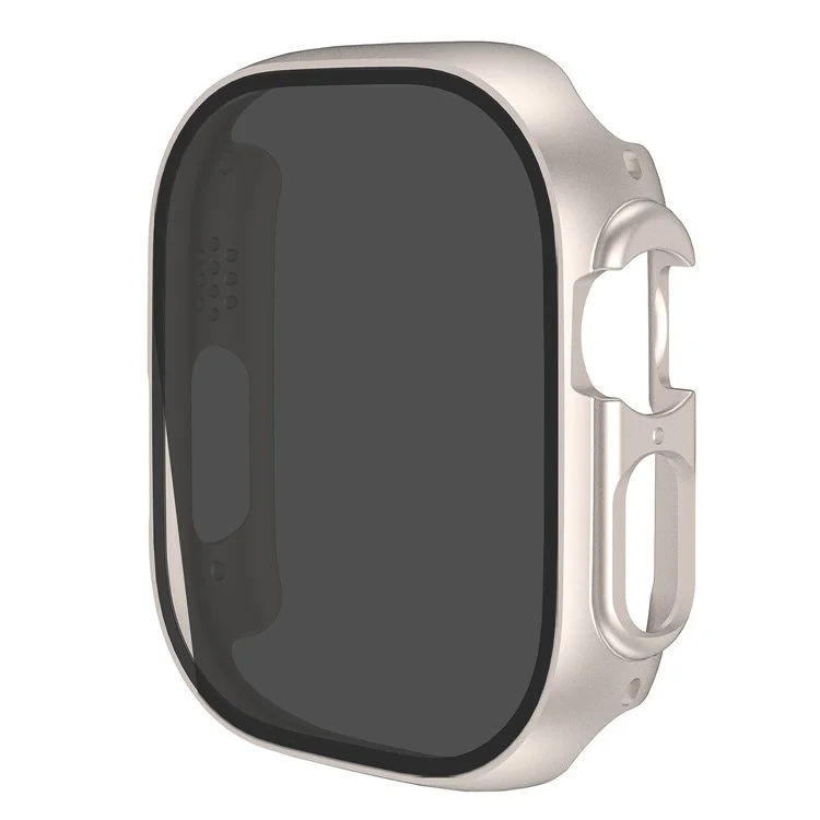 For Apple Watch Ultra 2 49mm / Ultra 49mm Anti-Peep Tempered Glass Screen Film Integrate Hard PC Case Cover - Starlight