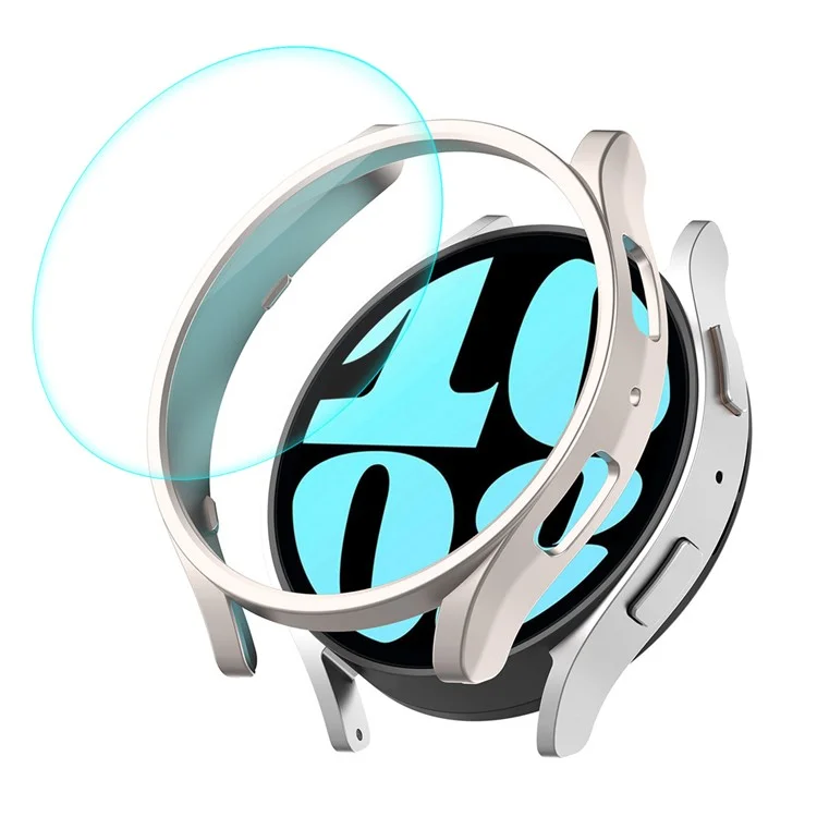 ENKAY HAT PRINCE para Samsung Galaxy Watch6 44mm Caixa Rígida de PC Revestimento Eletrolítico com Película Protetora de Tela de Vidro Temperado 9H de 0,2 mm - Starlight