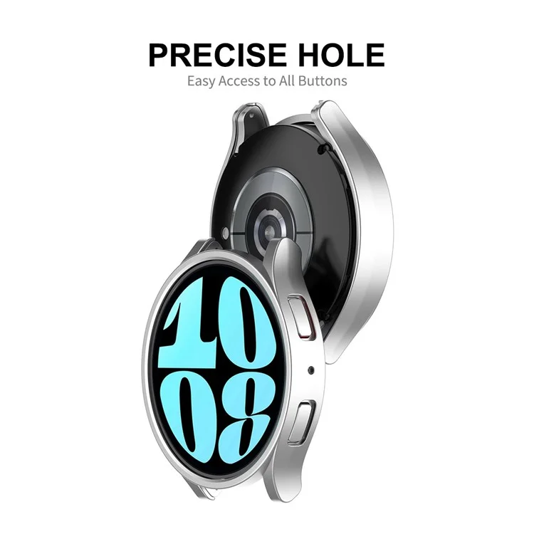 ENKAY HAT PRINCE para Samsung Galaxy Watch6 44mm Caixa Rígida de PC Revestimento Eletrolítico com Película Protetora de Tela de Vidro Temperado 9H de 0,2 mm - Starlight