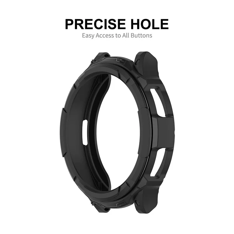 ENKAY HAT PRINCE For Samsung Galaxy Watch6 Classic 47mm Watch Case Hollow Half-Cover PC Frame with 0.2mm 2.15D 9H Tempered Glass Screen Film - Black