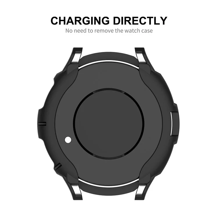 ENKAY HAT PRINCE For Samsung Galaxy Watch6 Classic 43mm Hollow TPU Case Half-Cover Watch Frame with 0.2mm 2.15D 9H Tempered Glass Screen Film - Black