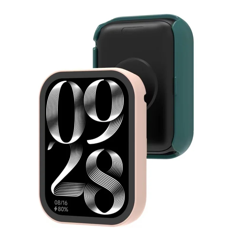 For Huami Amazfit Bip 5 Screen Protector Case Smart Watch Cover with Tempered Glass Film - Ivory White