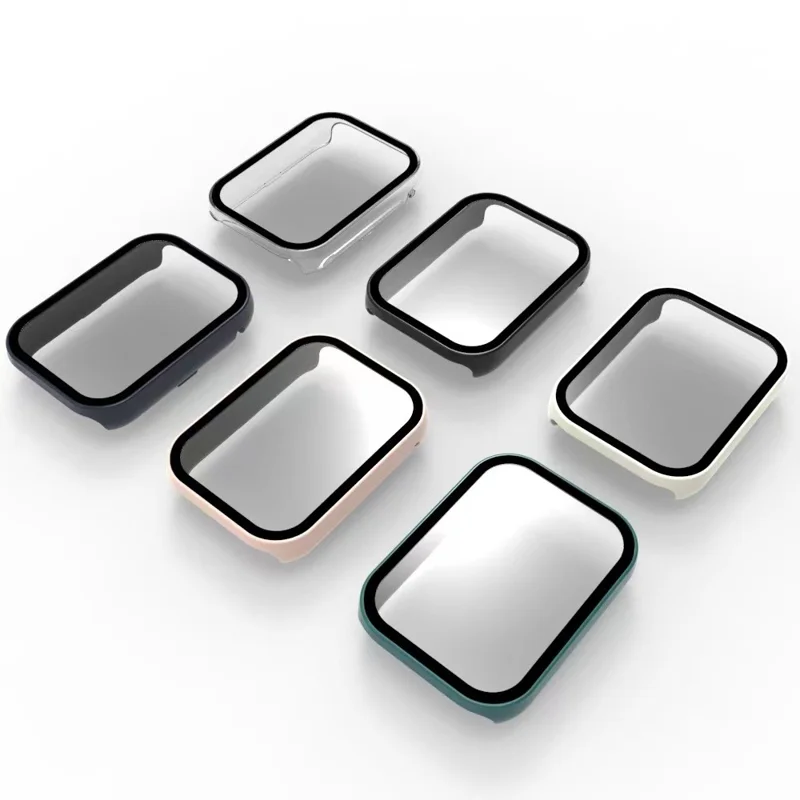 For Huami Amazfit Bip 5 Screen Protector Case Smart Watch Cover with Tempered Glass Film - Ivory White