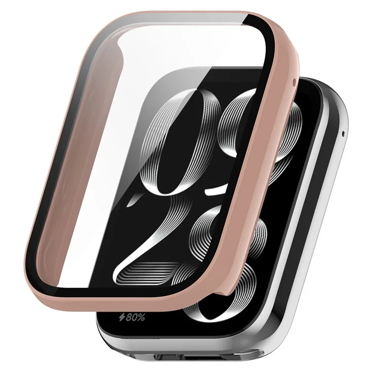 Watch Case for Xiaomi Smart Band 8 Pro , Hard PC Frame Watch Cover with Tempered Glass Screen Protector - Pink