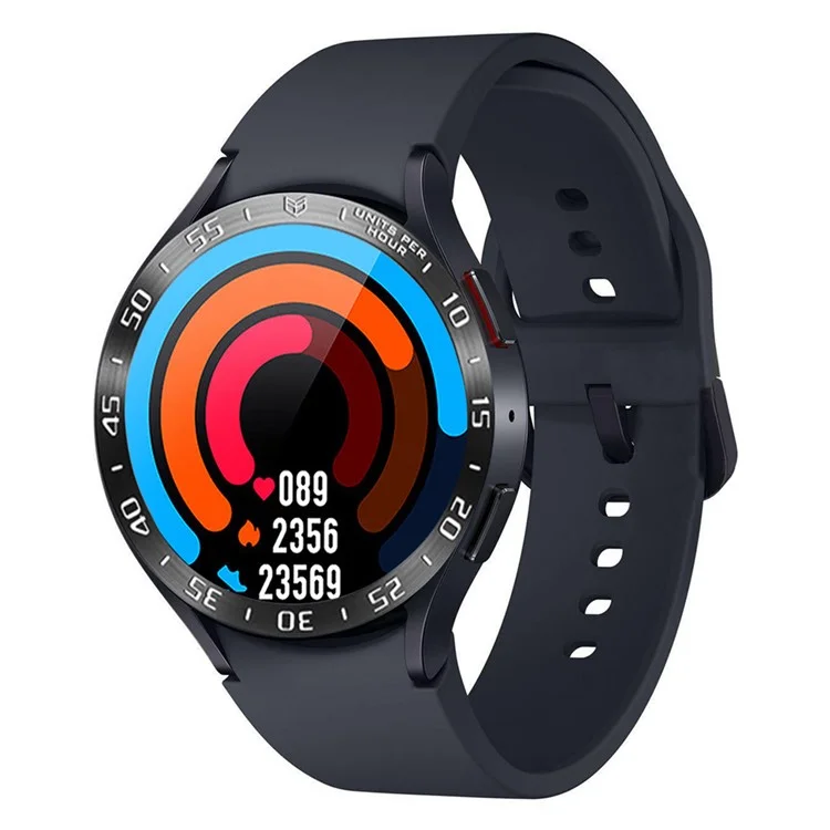 Bague de lunette de montre de type A pour Galaxy Watch6 Classic 43mm, cadre métallique stylé Boucle Couvercle adhésif avec plaque de cadran - Noir