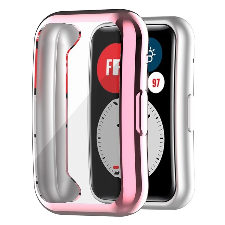 Coque de protection pour Huawei Watch Fit (TIA-B09 / TIA-B19) / Fit Special Edition (B39) / Fit New, Boîtier de montre en TPU électroplaqué - Rose