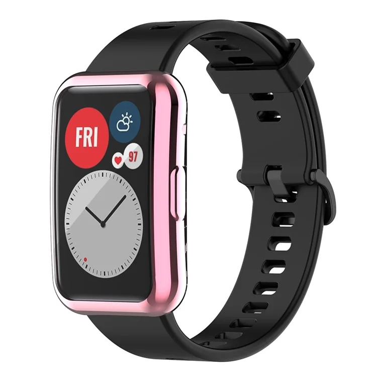 Coque de protection pour Huawei Watch Fit (TIA-B09 / TIA-B19) / Fit Special Edition (B39) / Fit New, Boîtier de montre en TPU électroplaqué - Rose