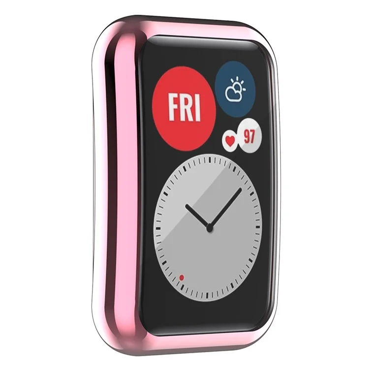 Coque de protection pour Huawei Watch Fit (TIA-B09 / TIA-B19) / Fit Special Edition (B39) / Fit New, Boîtier de montre en TPU électroplaqué - Rose