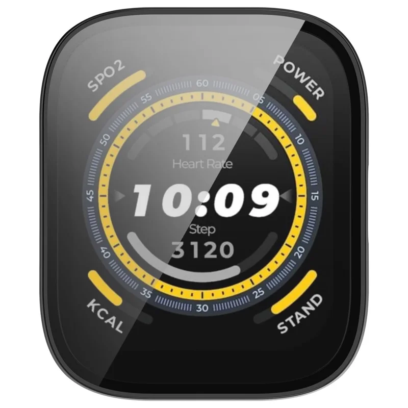 Pour Huami Amazfit Bip 5 A2215 Étui de protection global en PC dur avec protecteur d'écran en verre trempé - Noir