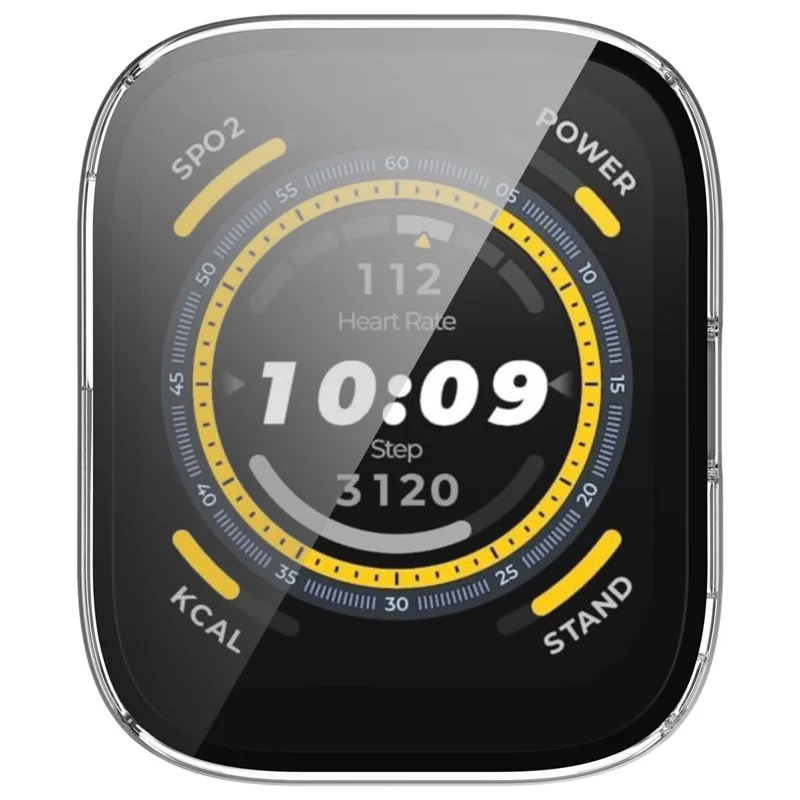 For Huami Amazfit Bip 5 A2215 Overall Protective Case Hard PC Watch Cover with Tempered Glass Screen Protector - Transparent White