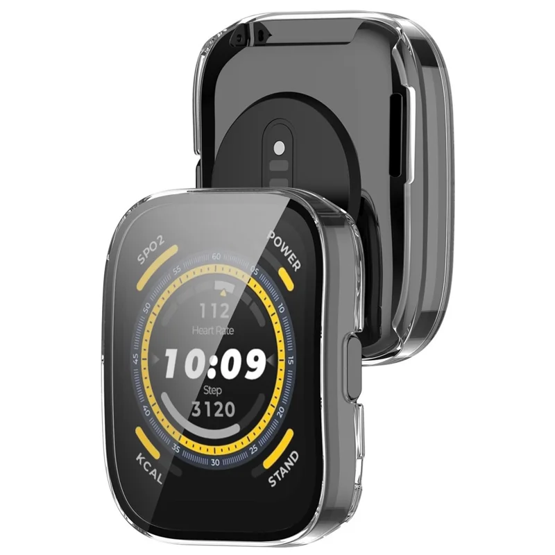For Huami Amazfit Bip 5 A2215 Overall Protective Case Hard PC Watch Cover with Tempered Glass Screen Protector - Transparent White