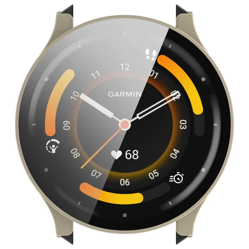 For Garmin Venu 3 PC Case with Tempered Glass Screen Protector Scratch Resistant Watch Cover - Ivory White