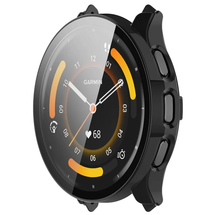 Per Garmin Venu 3S Custodia rigida in PC Full Coverage con protezione dello schermo in vetro temperato - Nero