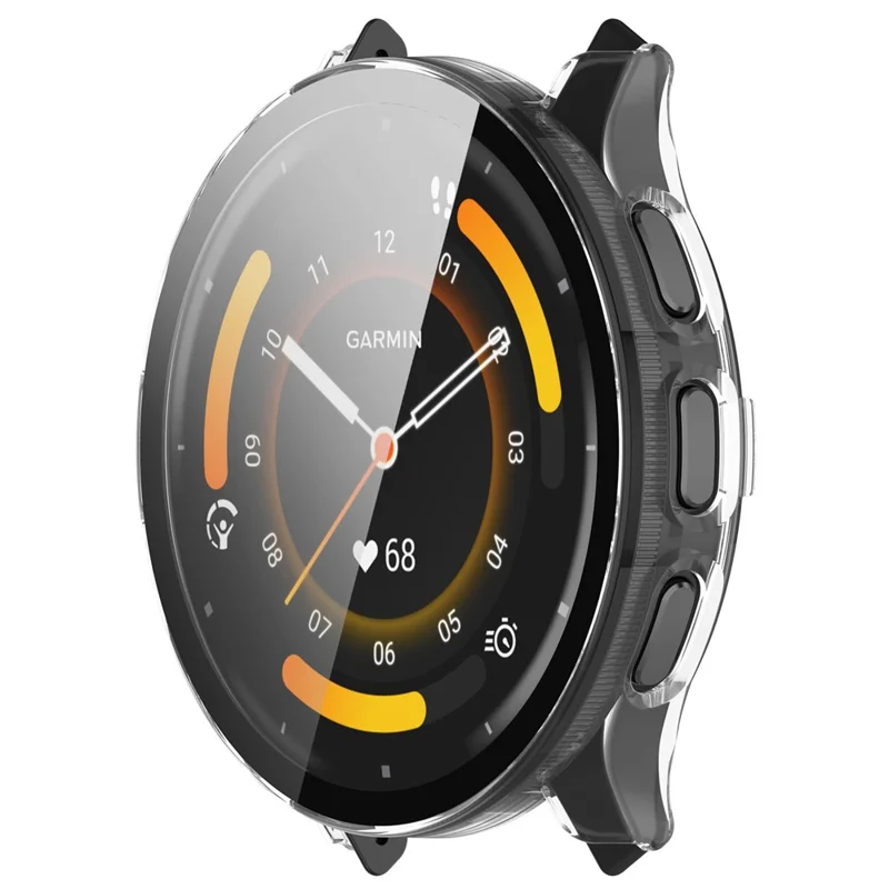 For Garmin Venu 3S Full Coverage Hard PC Watch Case Clear Cover with Tempered Glass Screen Protector - Transparent White